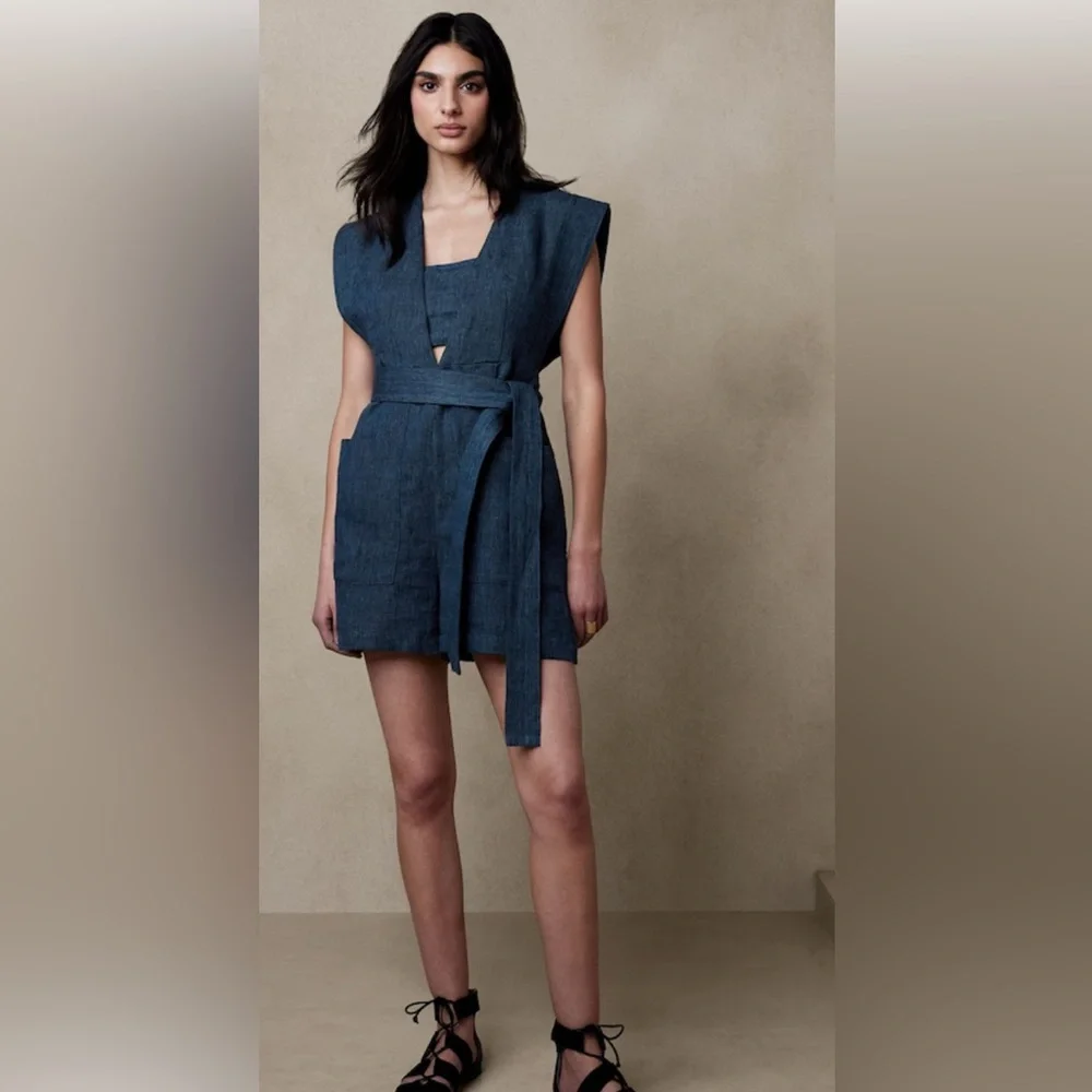 Banana Republic Blue Maxine Linen Playsuit NWT - Picture 1 of 10